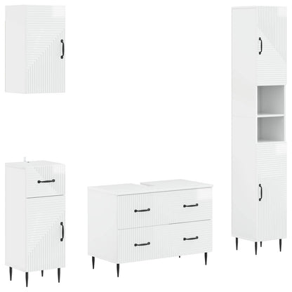 4 Piece Bathroom Cabinet Set HAARLEM High Gloss White
