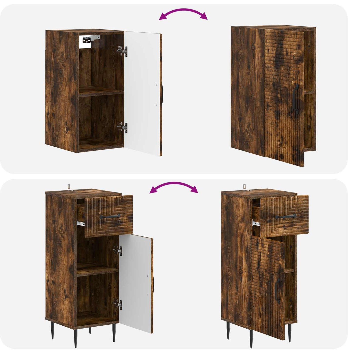 4 Piece Bathroom Cabinet Set HAARLEM Smoked Oak Engineered Wood