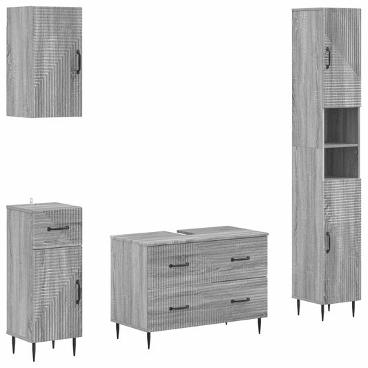 4 Piece Bathroom Cabinet Set HAARLEM Grey Sonoma