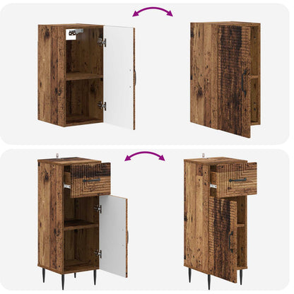 4 Piece Bathroom Cabinet Set HAARLEM Old Wood Engineered Wood