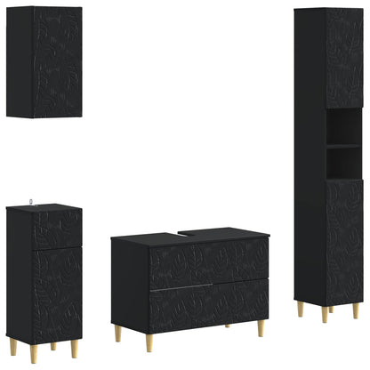 4 Piece Bathroom Cabinet Set DELFT Black Engineered Wood