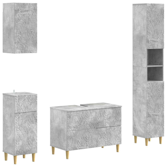 4 Piece Bathroom Cabinet Set DELFT Concrete Grey