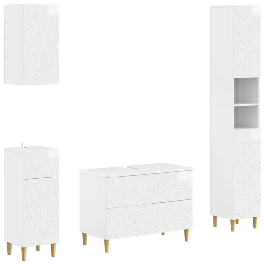 4 Piece Bathroom Cabinet Set DELFT High Gloss White