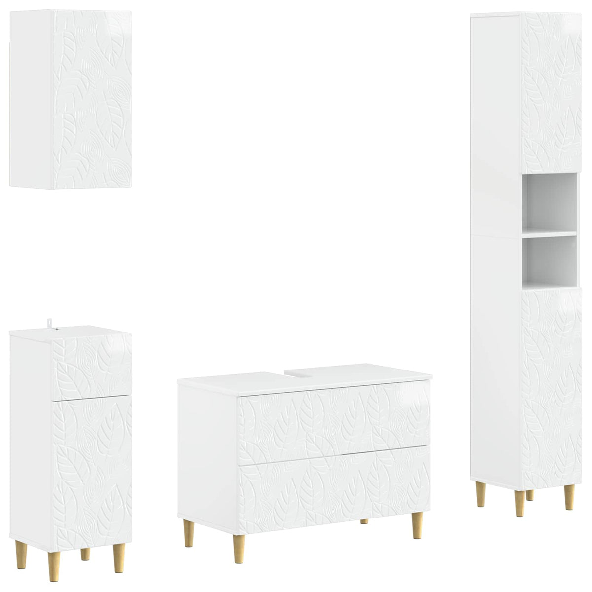 4 Piece Bathroom Cabinet Set DELFT High Gloss White