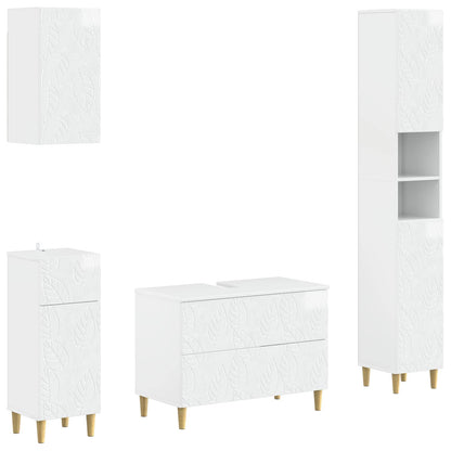 4 Piece Bathroom Cabinet Set DELFT High Gloss White