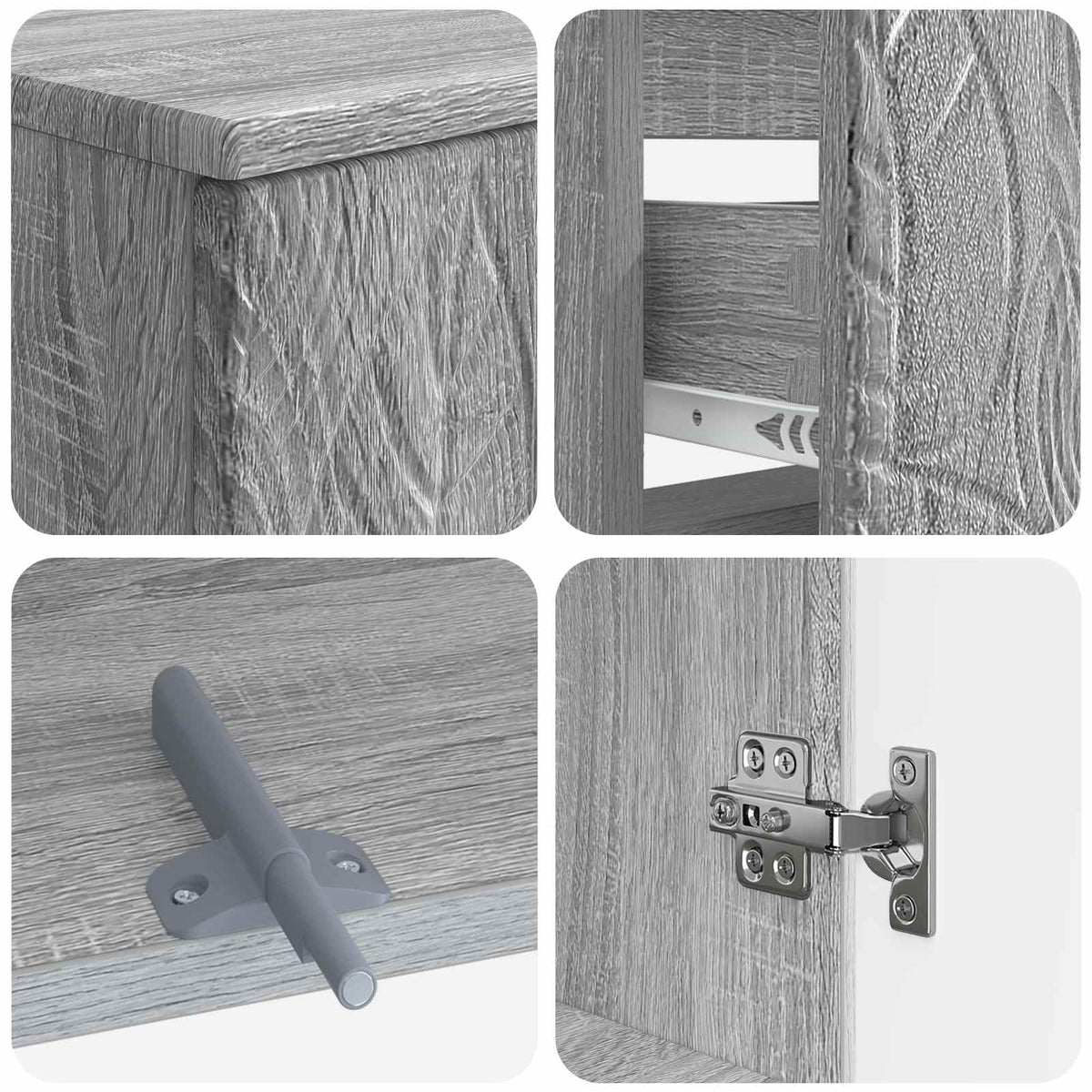 4 Piece Bathroom Cabinet Set DELFT Grey Sonoma Engineered Wood