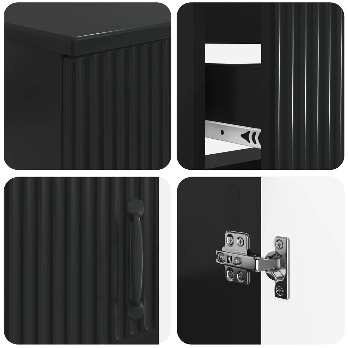 4 Piece Bathroom Cabinet Set HOORN Black Engineered Wood