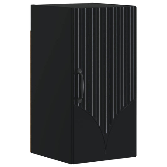 4 Piece Bathroom Cabinet Set HOORN Black Engineered Wood