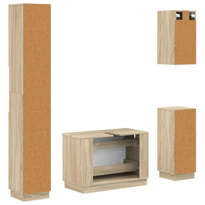 4 Piece Bathroom Cabinet Set HOORN Sonoma Oak Engineered Wood