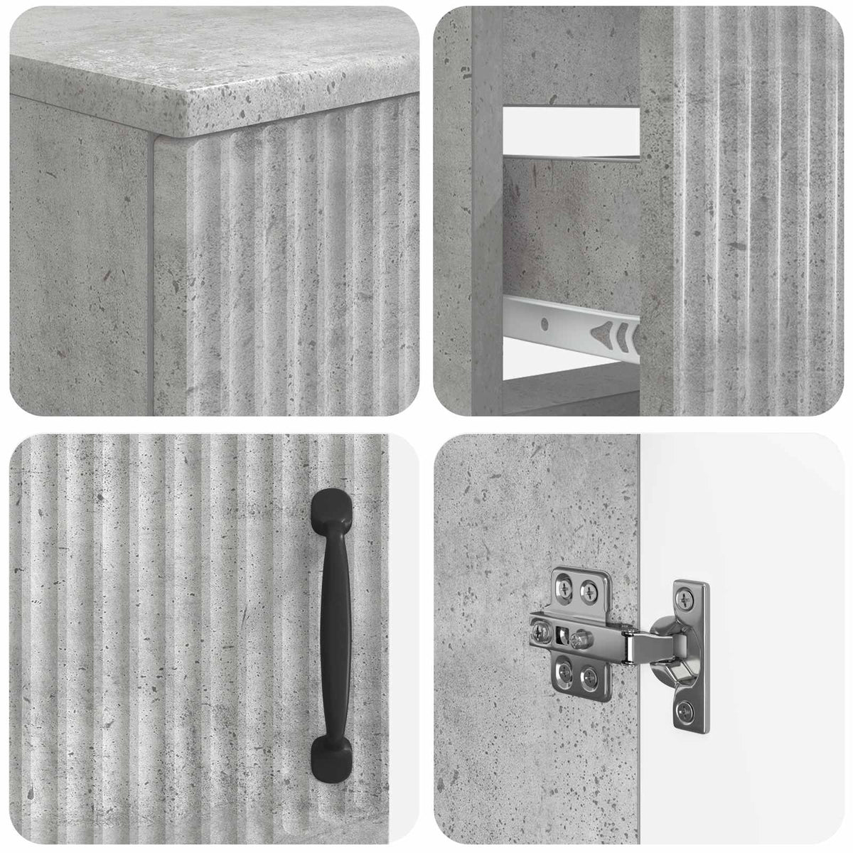 4 Piece Bathroom Cabinet Set HOORN Concrete Grey