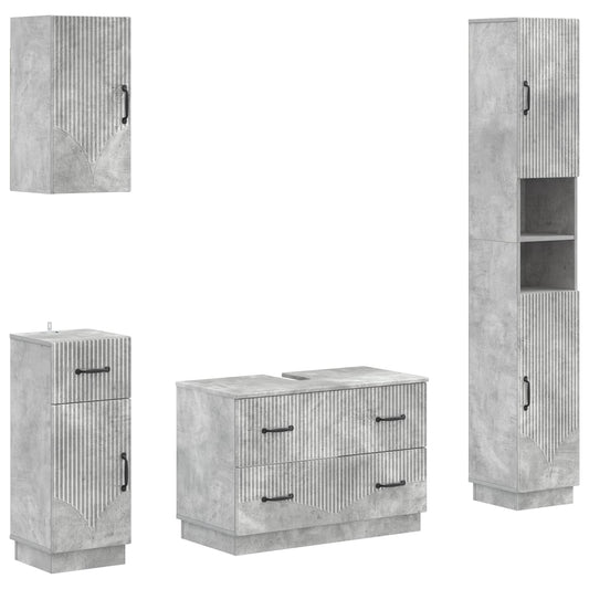 4 Piece Bathroom Cabinet Set HOORN Concrete Grey