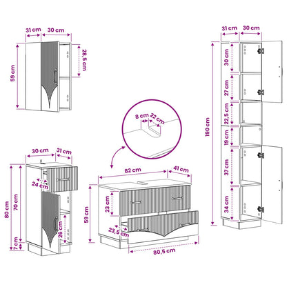 4 Piece Bathroom Cabinet Set HOORN Concrete Grey