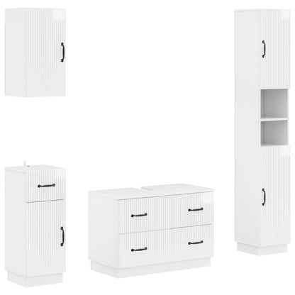 4 Piece Bathroom Cabinet Set HOORN High Gloss White