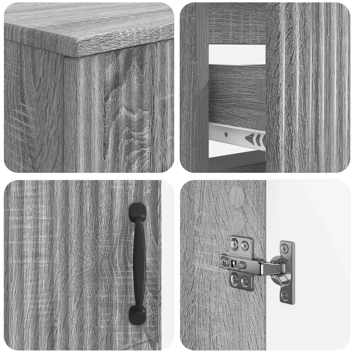 4 Piece Bathroom Cabinet Set HOORN Grey Sonoma Engineered Wood