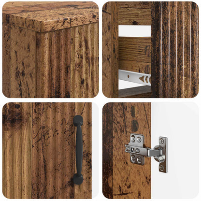 4 Piece Bathroom Cabinet Set HOORN Old Wood Engineered Wood