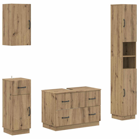 4 Piece Bathroom Cabinet Set HOORN Artisan Oak Engineered Wood