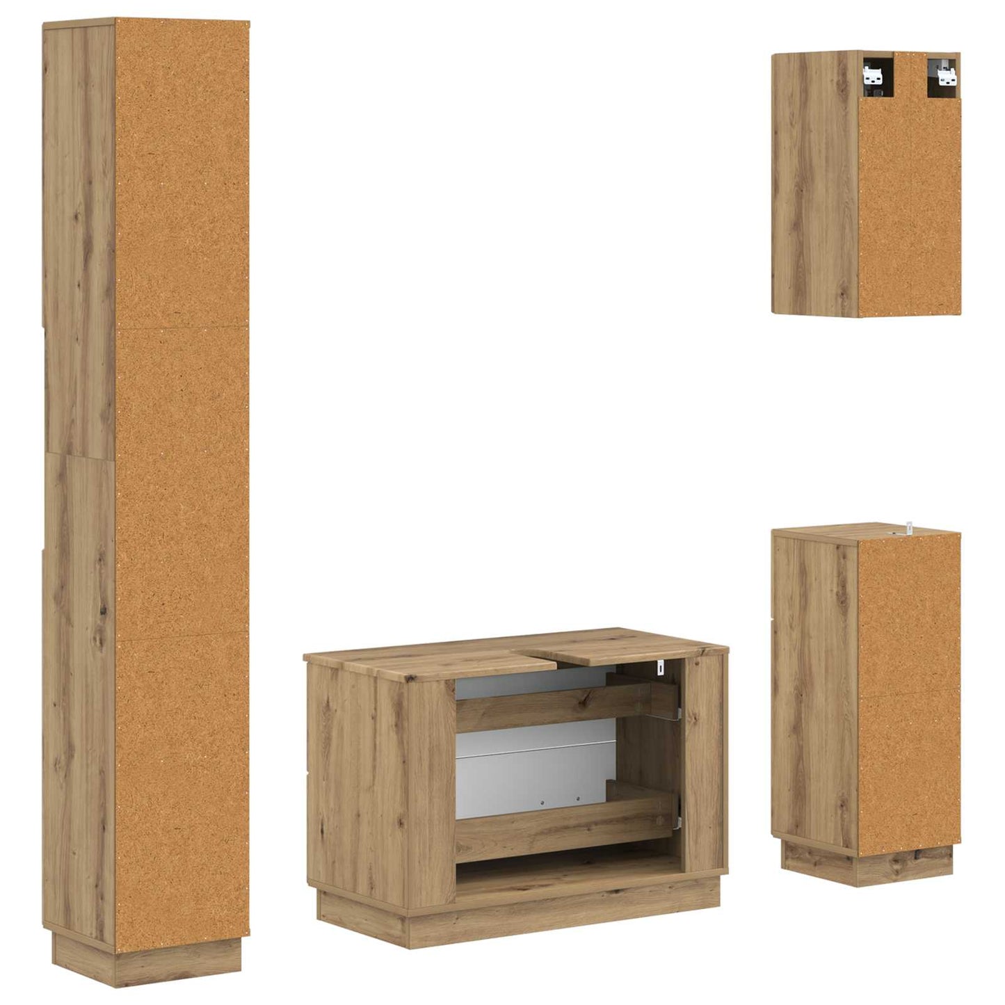 4 Piece Bathroom Cabinet Set HOORN Artisan Oak Engineered Wood