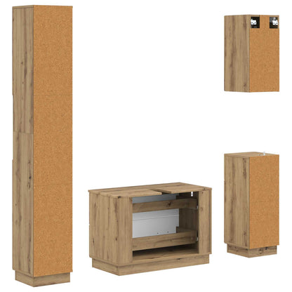 4 Piece Bathroom Cabinet Set HOORN Artisan Oak Engineered Wood