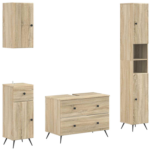 4 Piece Bathroom Cabinet Set BREDA Sonoma Oak Engineered Wood