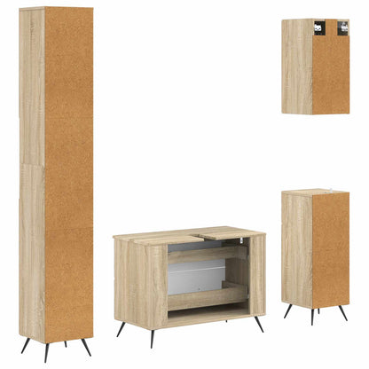 4 Piece Bathroom Cabinet Set BREDA Sonoma Oak Engineered Wood