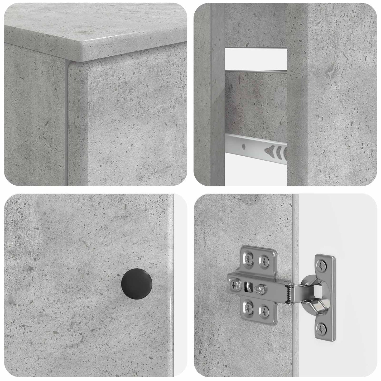4 Piece Bathroom Cabinet Set BREDA Concrete Grey