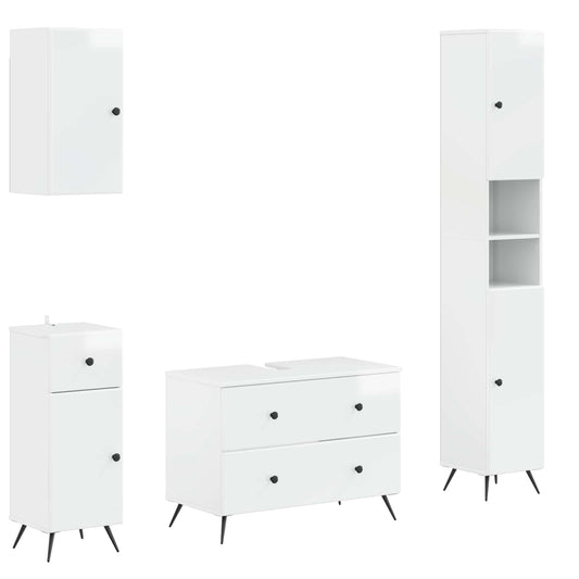 4 Piece Bathroom Cabinet Set BREDA High Gloss White