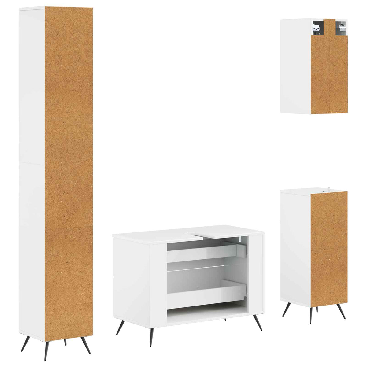 4 Piece Bathroom Cabinet Set BREDA High Gloss White