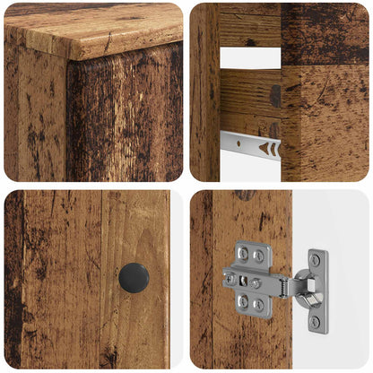 4 Piece Bathroom Cabinet Set BREDA Old Wood Engineered Wood