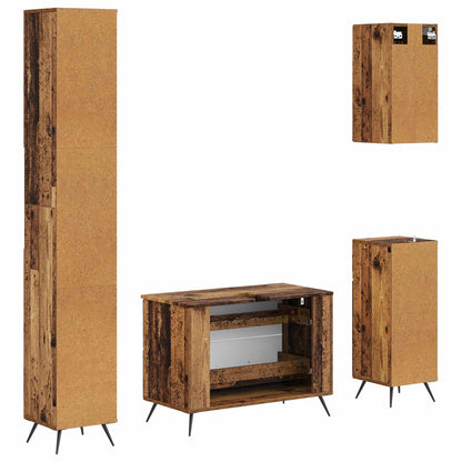 4 Piece Bathroom Cabinet Set BREDA Old Wood Engineered Wood