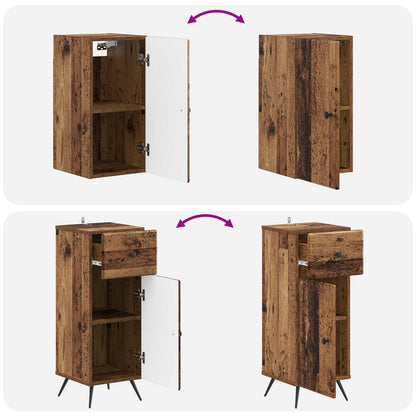 4 Piece Bathroom Cabinet Set BREDA Old Wood Engineered Wood