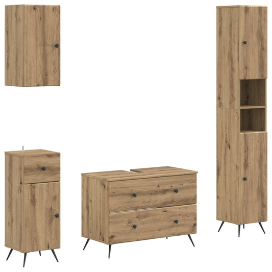 4 Piece Bathroom Cabinet Set BREDA Artisan Oak Engineered Wood