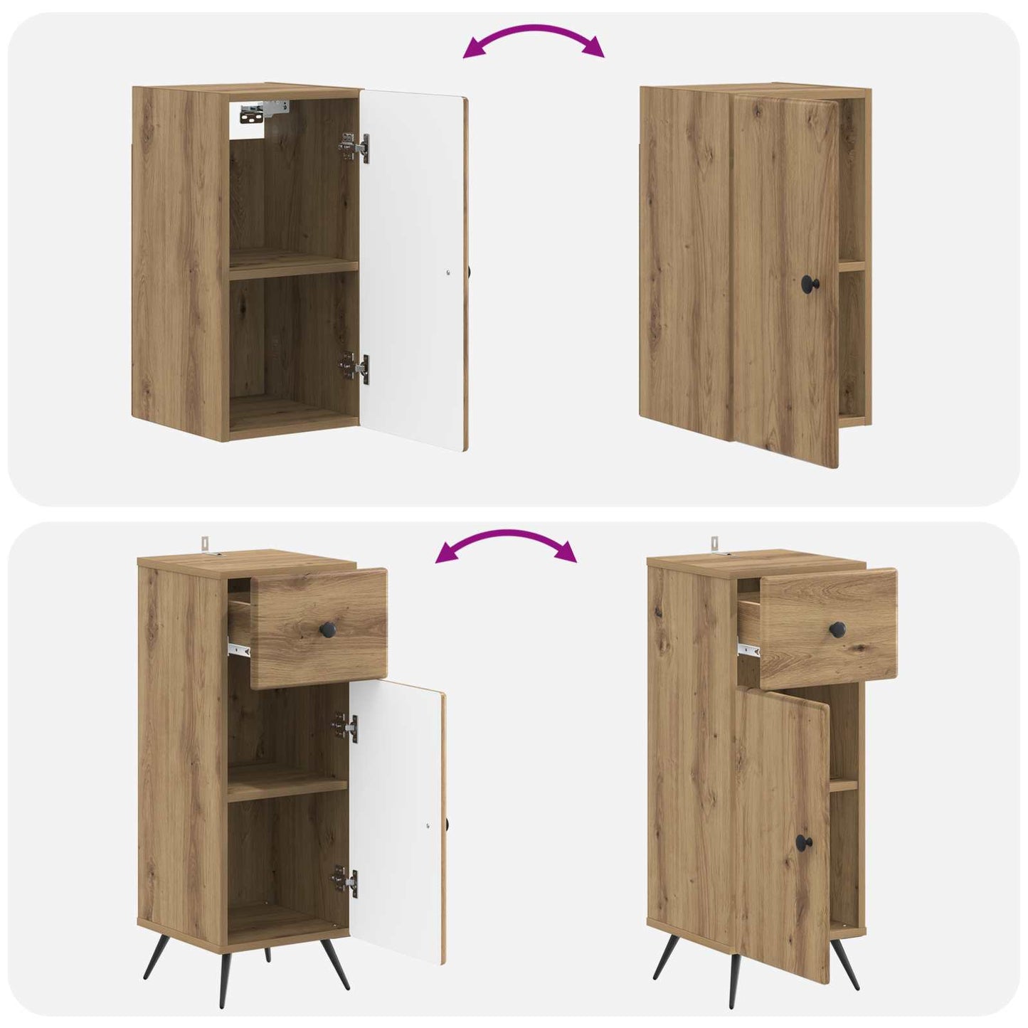 4 Piece Bathroom Cabinet Set BREDA Artisan Oak Engineered Wood