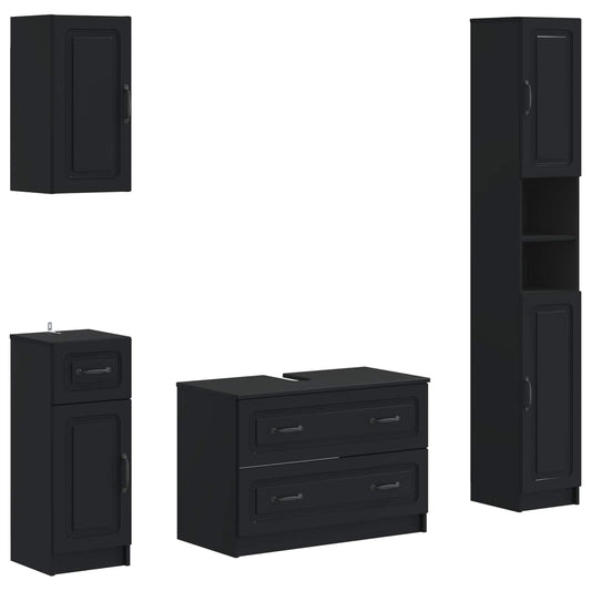 4 Piece Bathroom Cabinet Set UTRECHT Black Engineered Wood