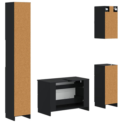 4 Piece Bathroom Cabinet Set UTRECHT Black Engineered Wood