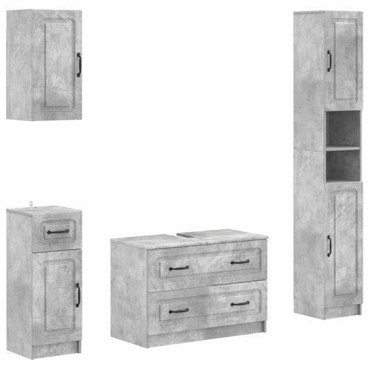 4 Piece Bathroom Cabinet Set UTRECHT Concrete Grey