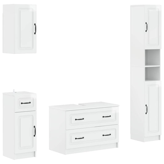 4 Piece Bathroom Cabinet Set UTRECHT High Gloss White
