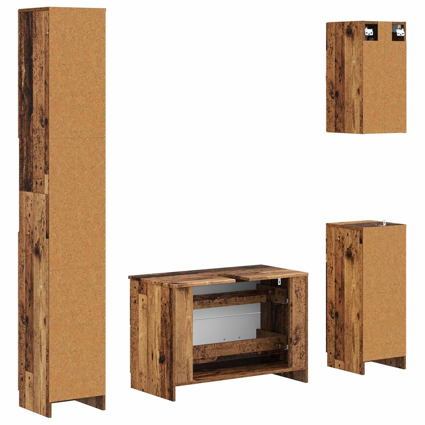 4 Piece Bathroom Cabinet Set UTRECHT Old Wood Engineered Wood