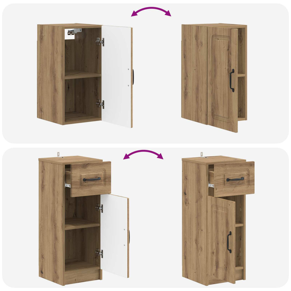 4 Piece Bathroom Cabinet Set UTRECHT Artisan Oak