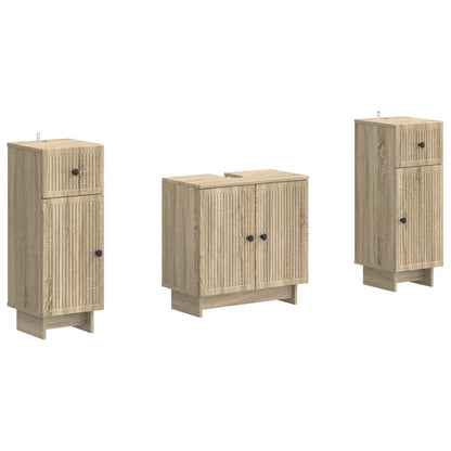 3 Piece Bathroom Cabinet Set EDE Sonoma Oak Engineered Wood