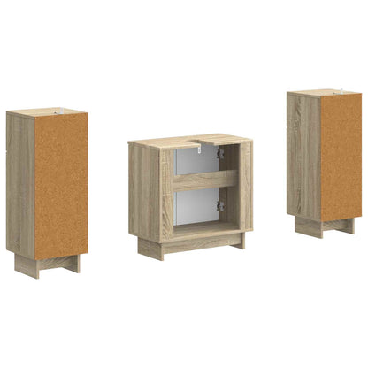 3 Piece Bathroom Cabinet Set EDE Sonoma Oak Engineered Wood