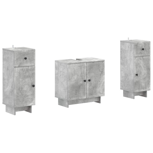 2 Piece Bathroom Cabinet Set EDE Concrete Grey Engineered Wood