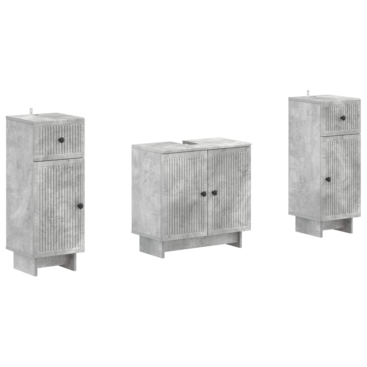 3 Piece Bathroom Cabinet Set EDE 3 pcs Concrete Grey