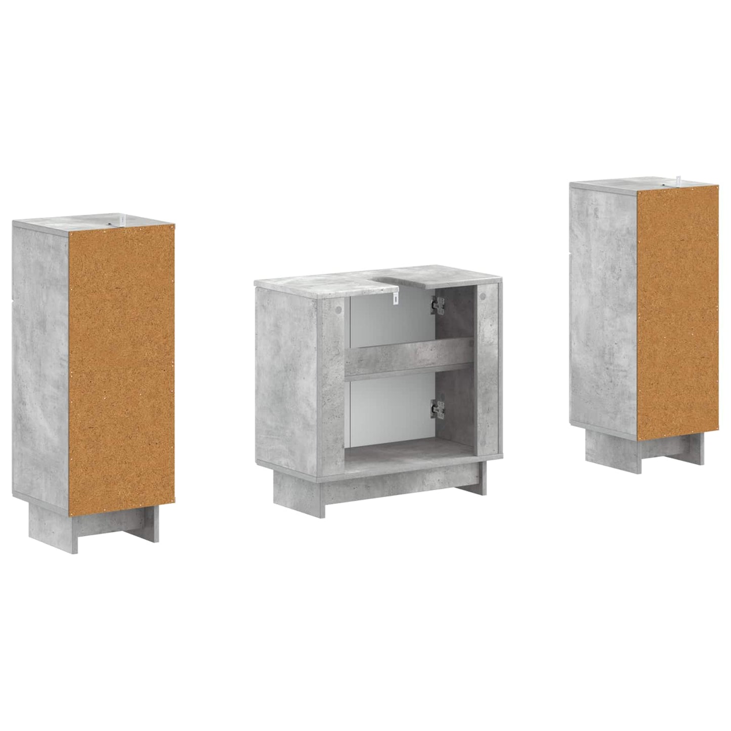 2 Piece Bathroom Cabinet Set EDE Concrete Grey Engineered Wood