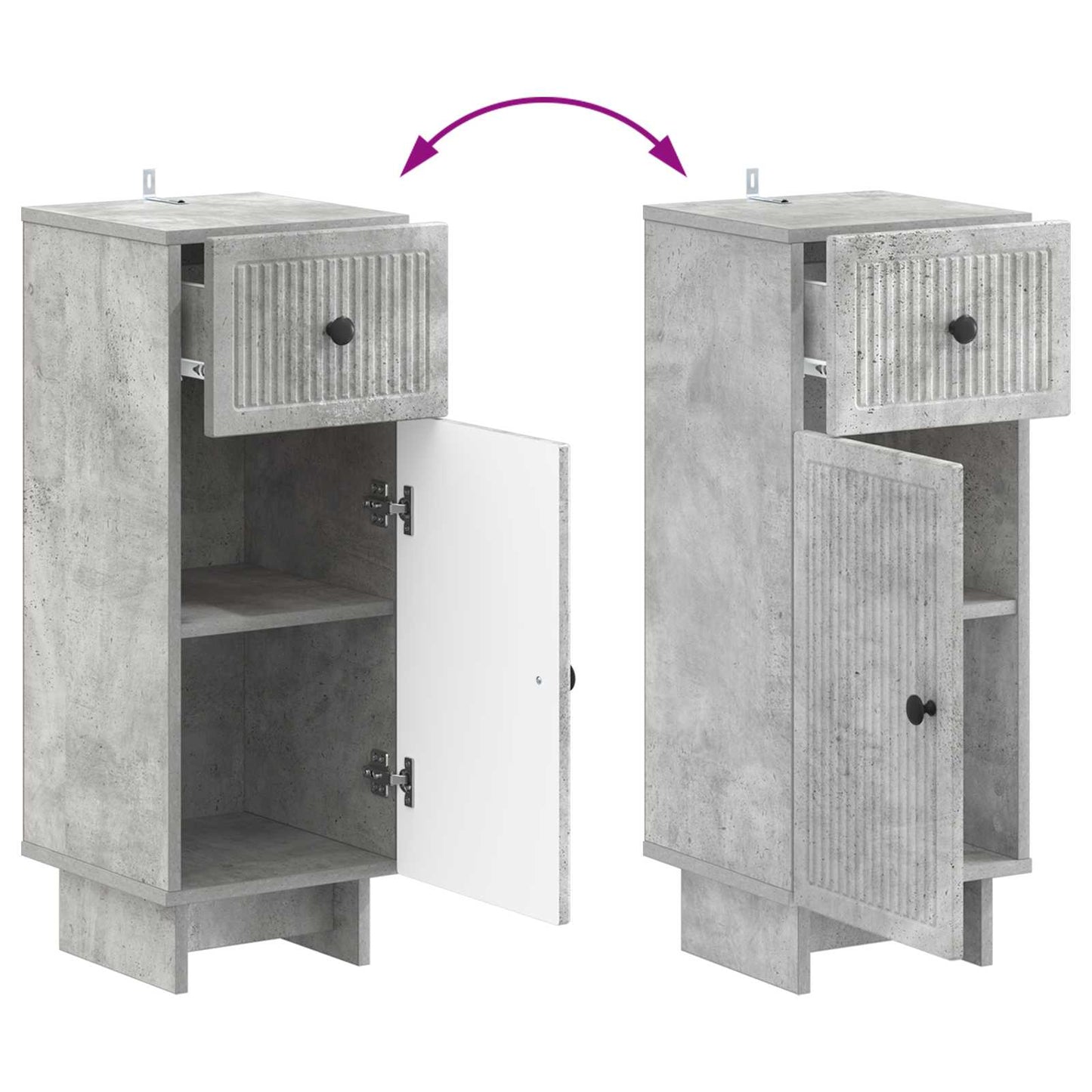 2 Piece Bathroom Cabinet Set EDE Concrete Grey Engineered Wood