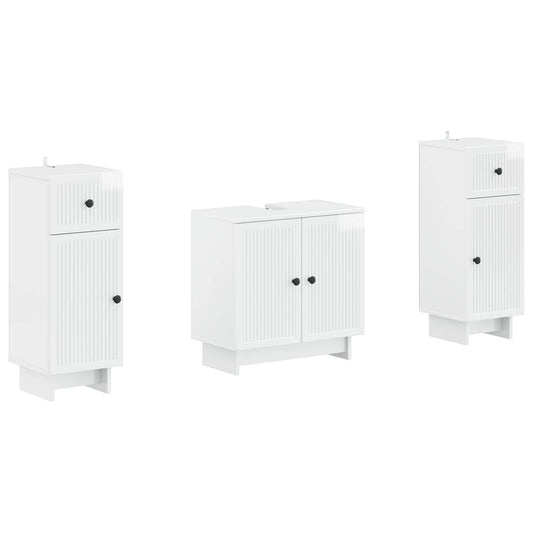 2 Piece Bathroom Cabinet Set EDE High Gloss White