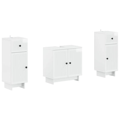 3 Piece Bathroom Cabinet Set EDE 3 pcs High Gloss White