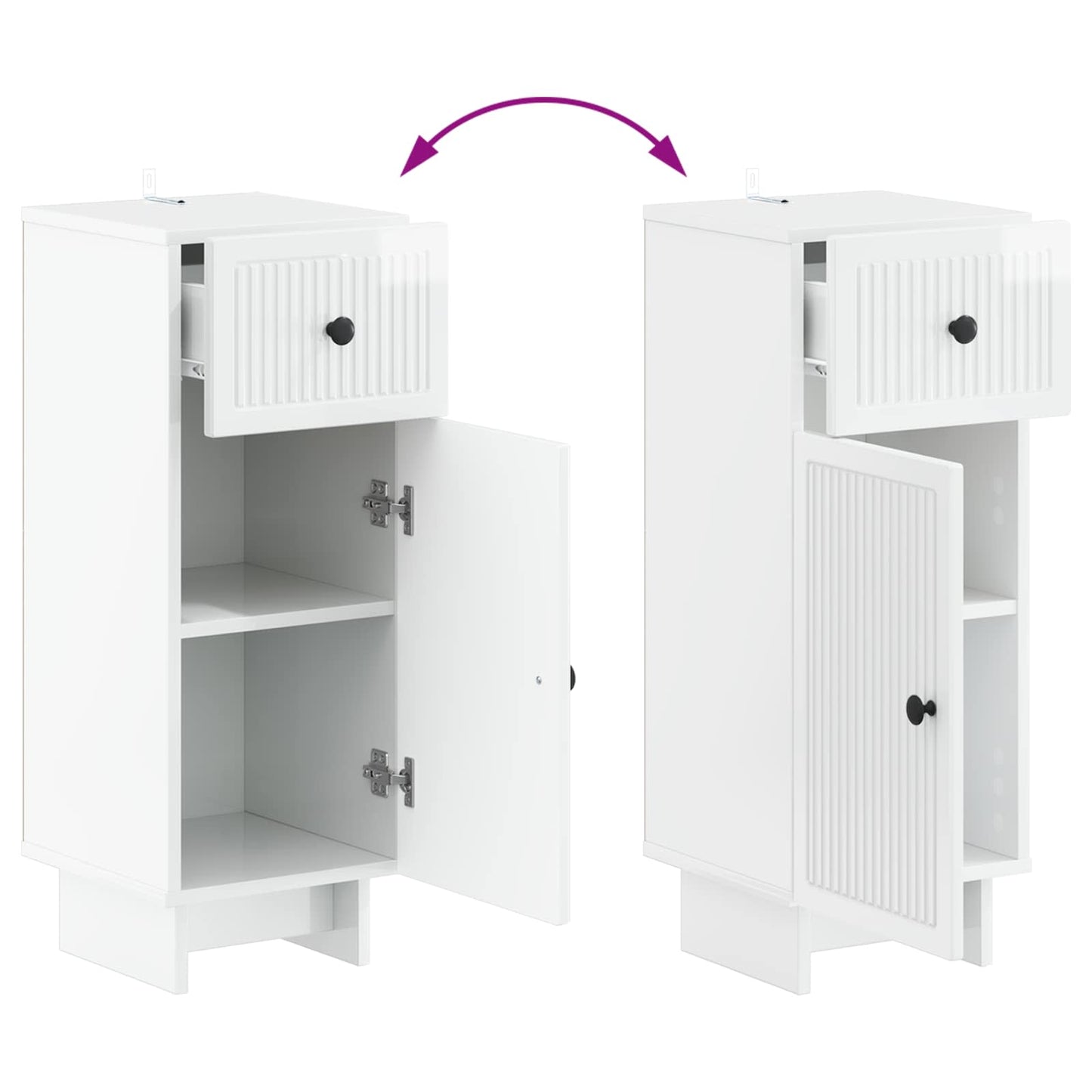 2 Piece Bathroom Cabinet Set EDE High Gloss White