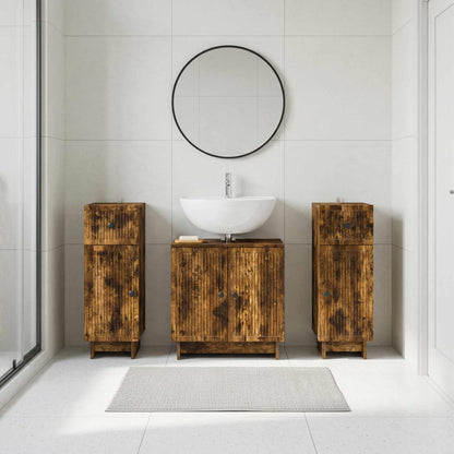 3 Piece Bathroom Cabinet Set EDE 3 pcs Smoked Oak