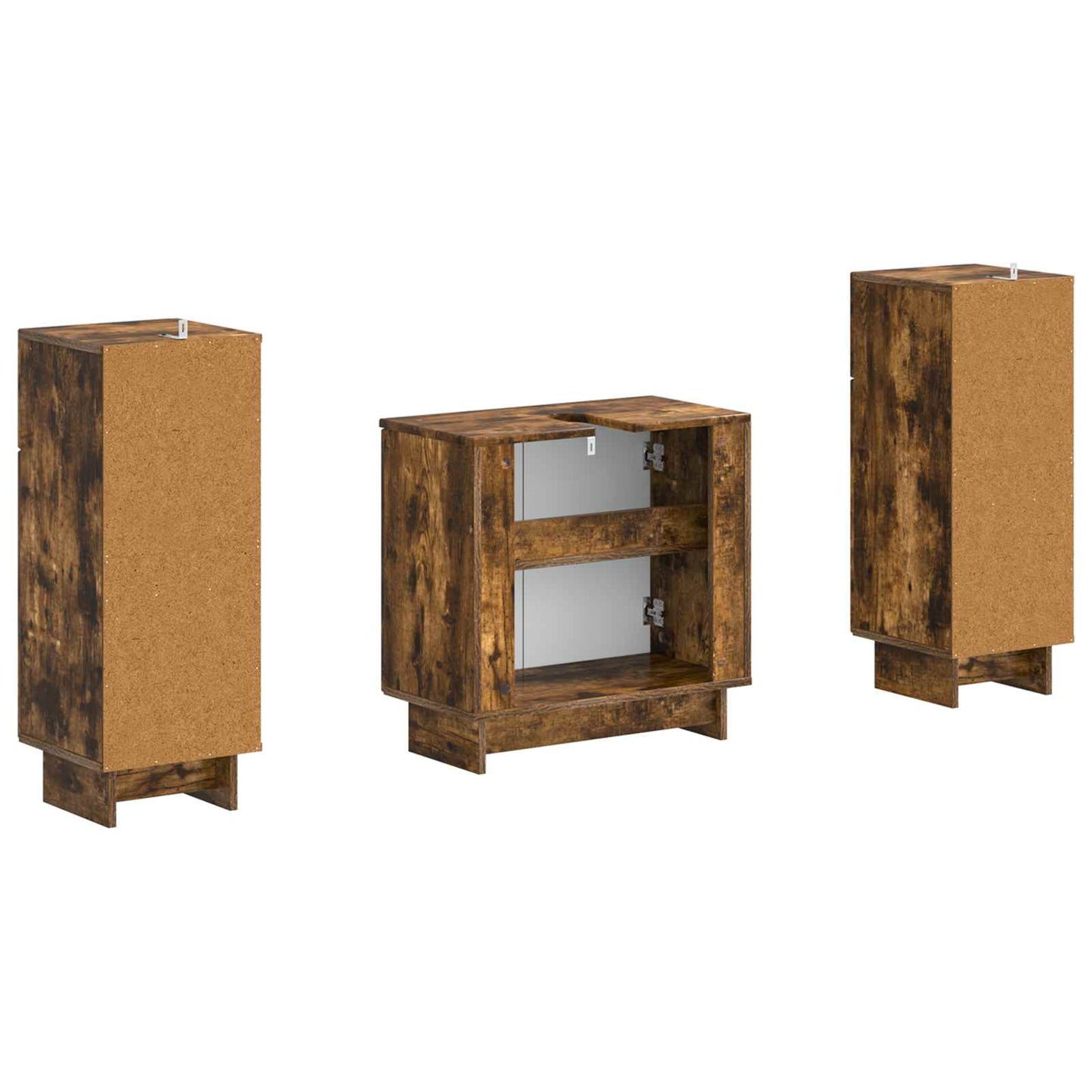 2 Piece Bathroom Cabinet Set EDE Smoked Oak Engineered Wood