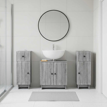 3 Piece Bathroom Cabinet Set EDE Grey Sonoma Engineered Wood